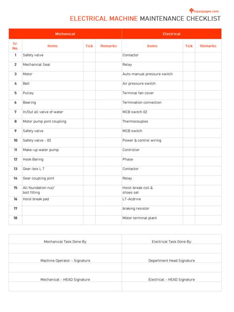 maintenance checklist templates   daily weekly