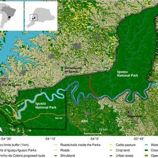 Map Of Igua U And Iguaz National Parks Showing The Study Area With The