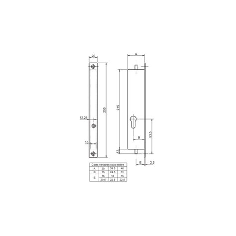 Serrure verticale 2 points à encastrer METALUX Série 30