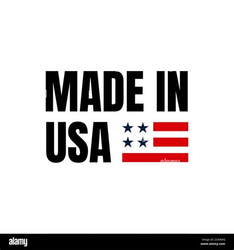 Made In Usa Sign Logo American Flag Us Icon Vector With Red Blue Star