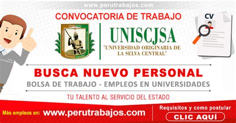 EMPLEO UNIVERSIDAD JUAN SANTOS ATAHUALPA Psicólogo Sede Pichanaqui