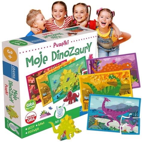 Gra dla Małych Dzieci MOJE DINOZAURY Puzzle ZABAWA Stan nowy 63 55