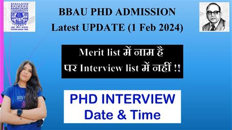 Bbau Phd Interviews Cut Off Bbau Phd Admission 2024 Merit List