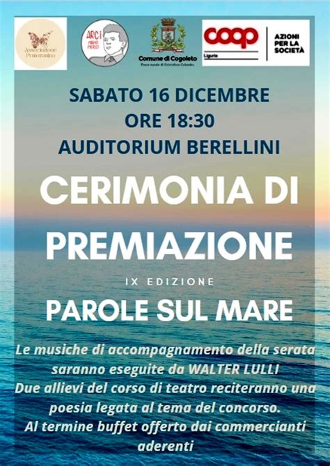 Cerimonia Di Premiazione Del Concorso Letterario Parole Sul Mare