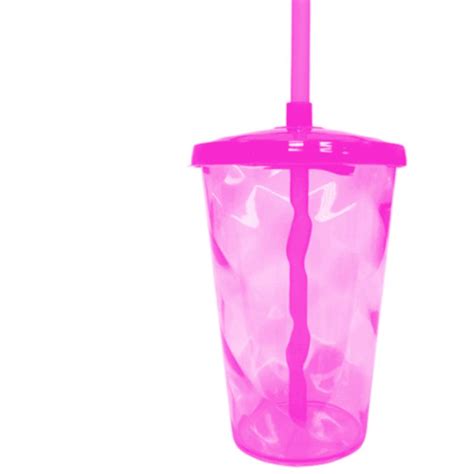 COPO FEST TAMPA E CANUDO 750 ML ROSA TRANSPARENTE LSC TOY