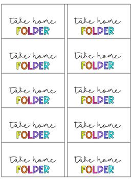 Take Home Folder Labels Editable By Teaching With Talltay Tpt