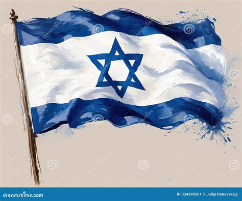painting  israeli flag waving  wind  blue  white stripes