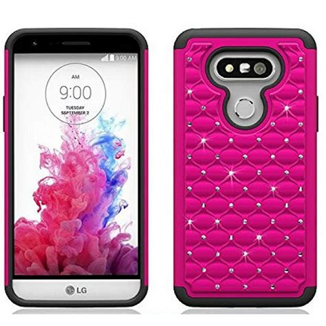 Lg G5 Case Slim Hybrid Dual Layer Shock Resistant Case Cover For Lg G 5 Hot Pinkblack