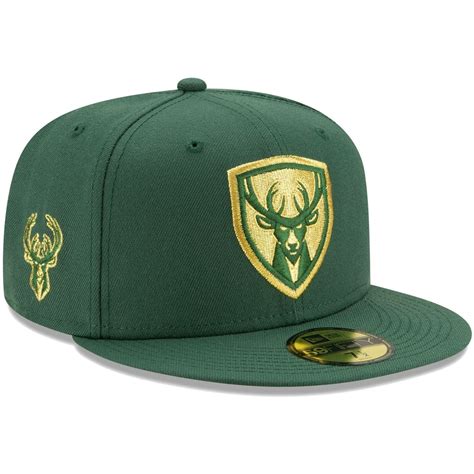 New Era Milwaukee Bucks Green Shield 59fifty Fitted Hat