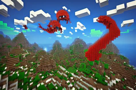 Krea Ai Giant Squids Battling In The Sky Minecraft Artst