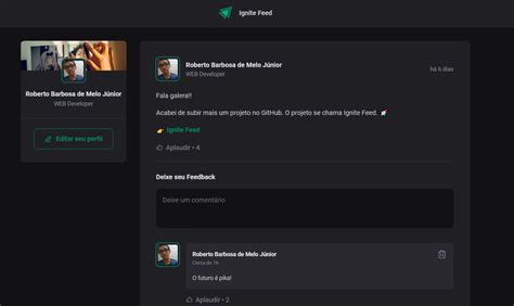 GitHub RobertoBMJunior Ignite Feed Este é o Ignite Feed um projeto