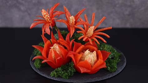 How To Make Chili Flower Bell Pepper Flower Carving Youtube