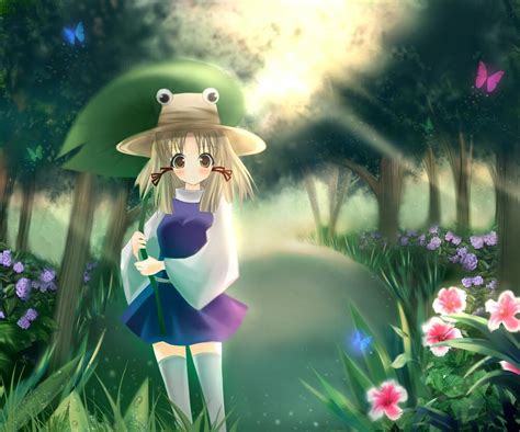 The Big ImageBoard TBIB Blonde Hair Butterfly Female Flower Hat Moriya Suwako Nature Pyonta
