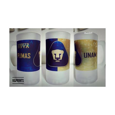 Pumas De La Unam Oz Frosted Glass Beer Mug Tarro Cervecero De Vidrio