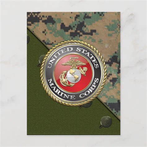 Usmc Emblem And Uniform 3d Postcard Zazzle