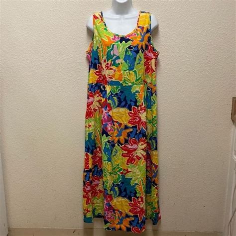 Hilo Hattie Dresses Hilo Hattie Tropical Floral Print Maxi Dress Large Poshmark