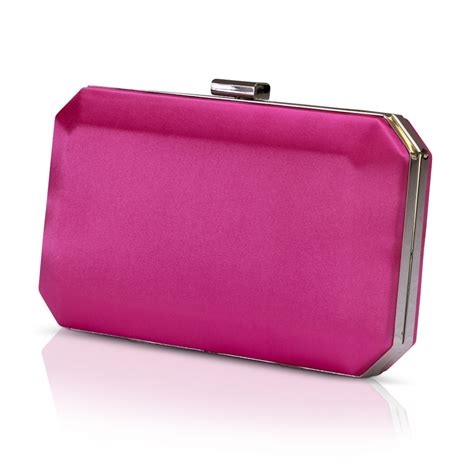 Perfect Bridal Ebony Fuchsia Satin Box Clutch Bag