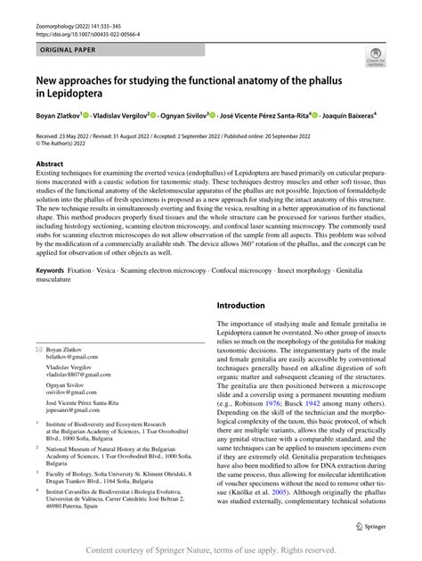 (PDF) New approaches for studying the functional anatomy of the phallus in Lepidoptera