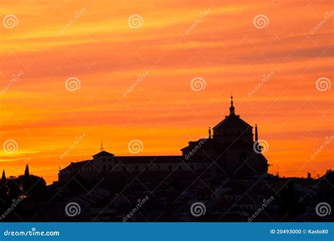 Silhouette Of Catholic Church In Sunset. Stock Photo - Image: 20493000