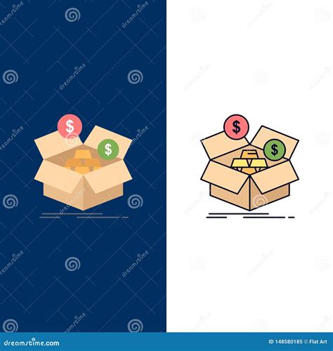 Savings Box Budget Money Growth Flat Color Icon Vector Stock Vector