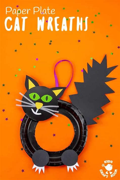 Halloween Black Cat Wreath Craft - Kids Craft Room