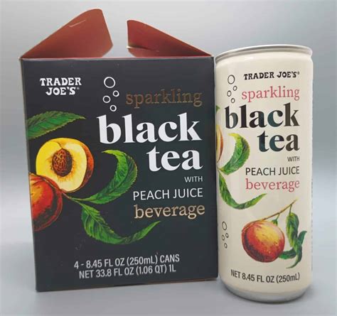 Trader Joe S Sparkling Black Tea With Peach Juice Beverage Aldi Reviewer