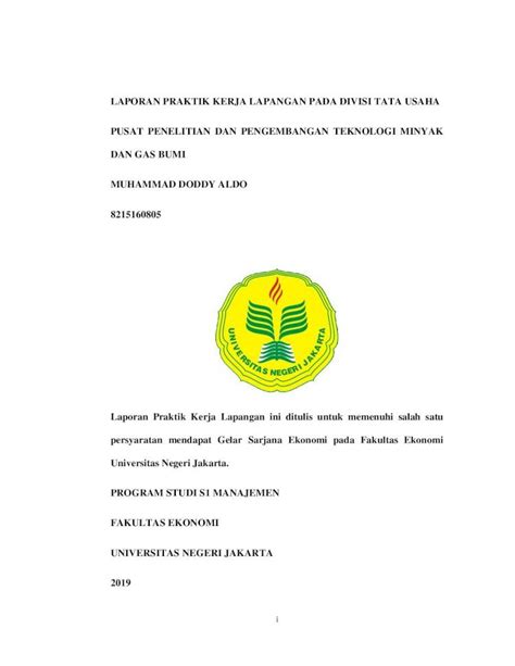 Pdf Laporan Praktik Kerja Lapangan Pada Divisi Tata