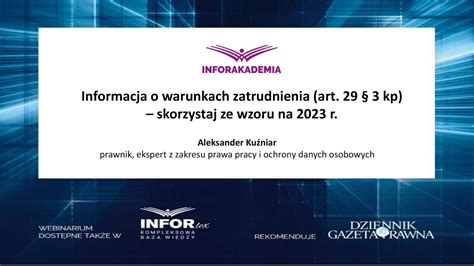 Webinarium Informacja O Warunkach Zatrudnienia Art 29 3 Kp