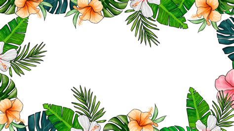 Tropical Leaves Green Creative Border Tropical Leaves Summer Png