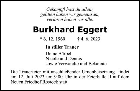 Traueranzeigen Von Burkhard Eggert Trauer Anzeigen De