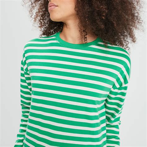 T shirt marinière manches longues Creeks vert femme La Halle