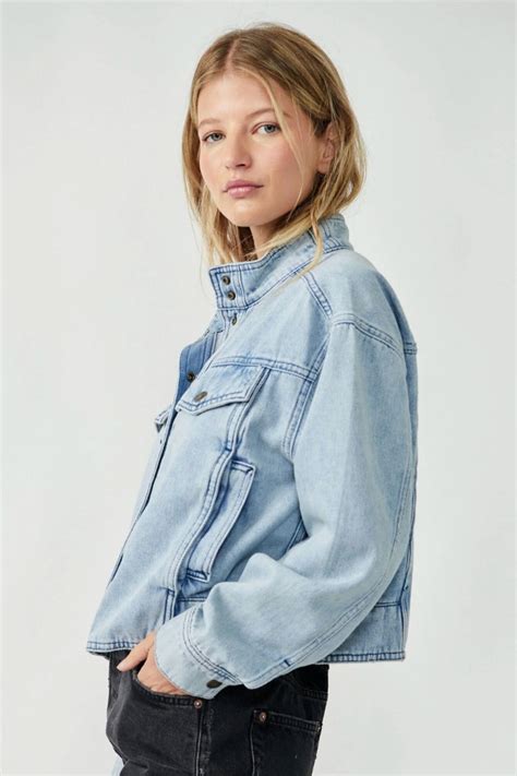 Crystal Utility Denim Jacket Washed Blue Shopperboard