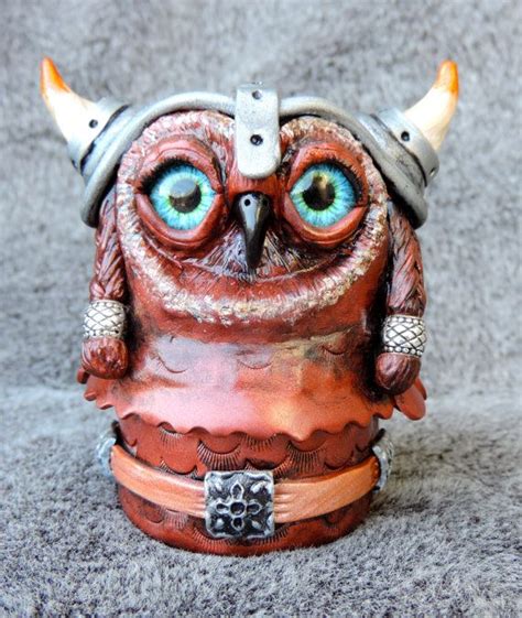 Viking Owl Art Sculpture By Whippettales On Etsy Viking Helmet