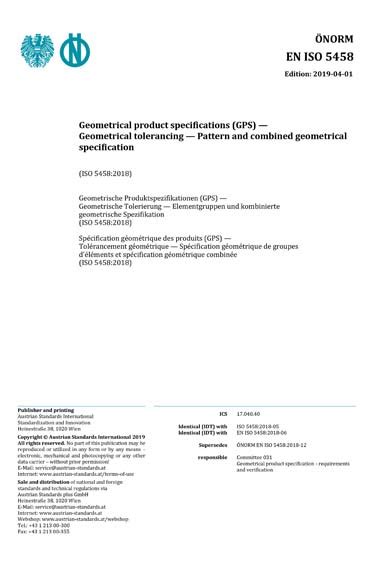 ONORM EN ISO 5458 2019 Geometrical Product Specifications GPS