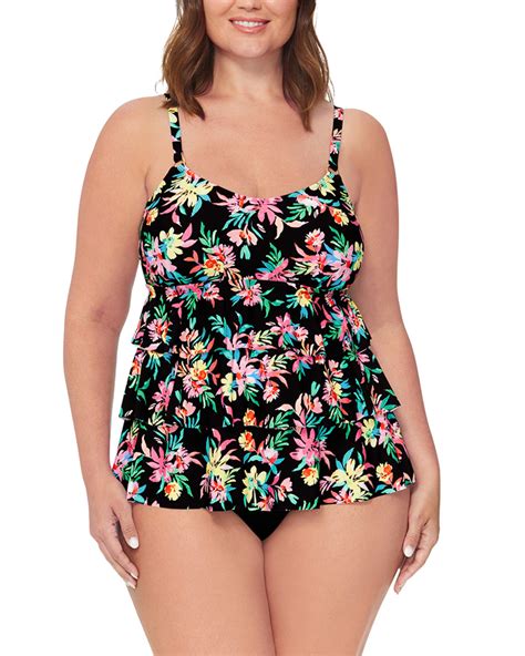 2024 Leilani Plus Perfect Day Triple Tiered Tankini Top L850160 Blums Swimwear And Intimate