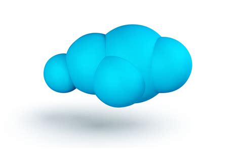 3D render realistic Cloud. Blue cloud with shadow isolated on white ...