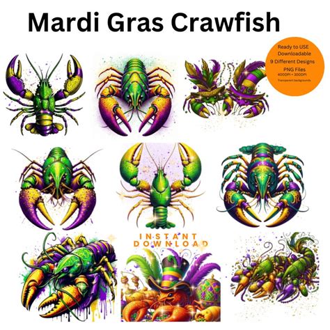 Mardi Gras Png Crawfish Digital File Png Files Png Crawfish Watercolor