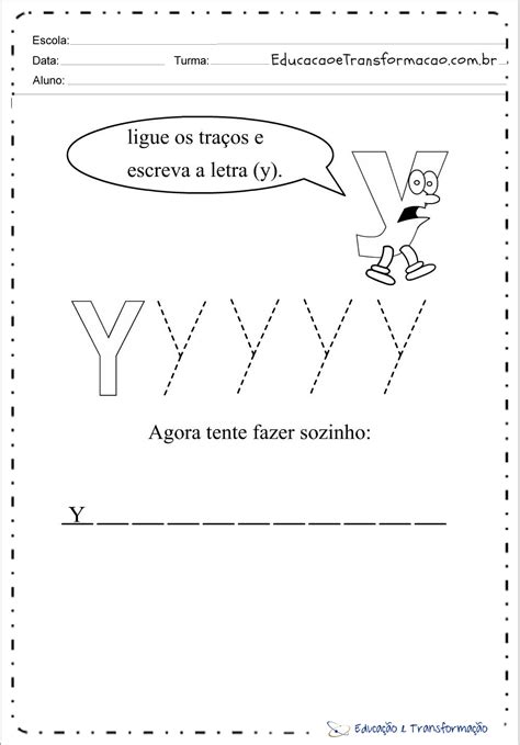 Atividades a letra Y para alfabetização Atividades Educativas