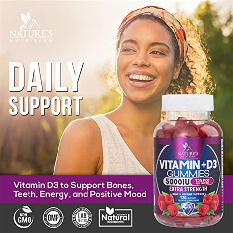 Vitamin D3 Gummies 5 000 IU 125 Mcg Extra Strength To Support Bone