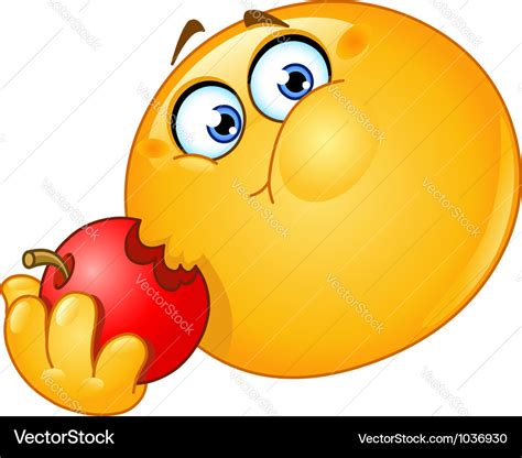 Emoticon Eating Apple Royalty Free Vector Image