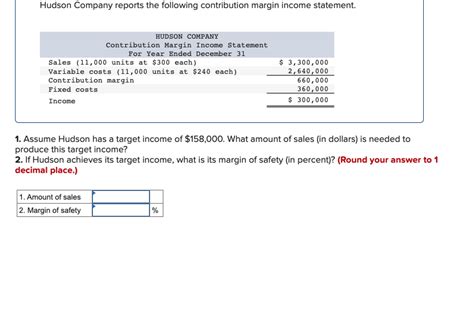 Solved Hudson Company Reports The Following Contribution Chegg