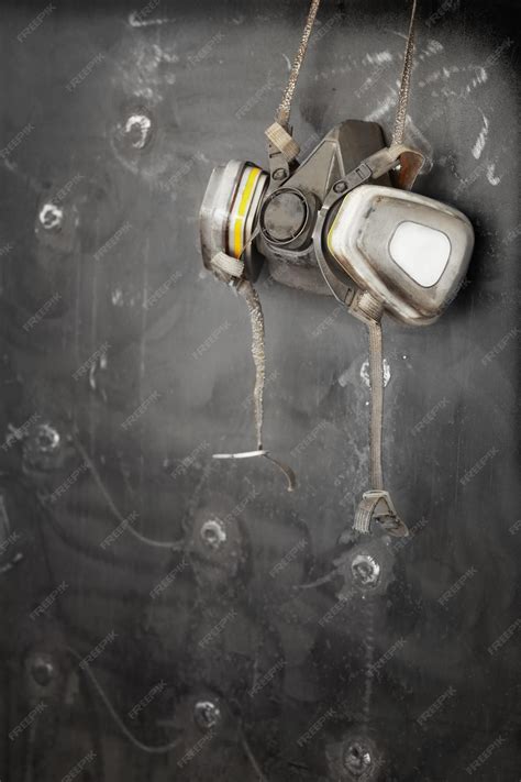 Premium Photo | Respirator hanging on metal surface