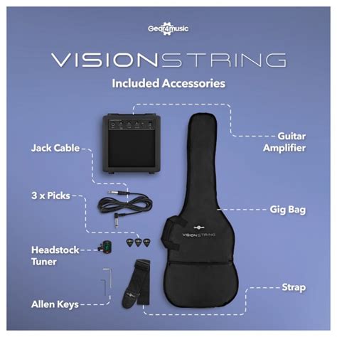 Visionstring 3 4 Left Handed Electric Guitar Pack Black At Gear4music