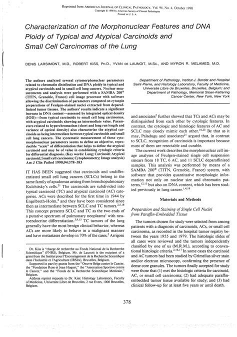 PDF Characterization Of The Morphonuclear Features And DNA Ploidy Of