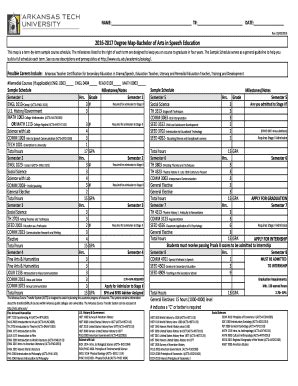 Fillable Online 2016 2017 Degree Map Bachelor Of Arts In Speech