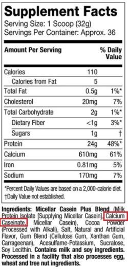 Caseinato Ingredientes Realidad Fitness