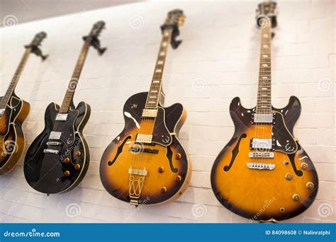 Beautiful Sunburst Electric Guitar in the Shop Stock Photo - Image of ...