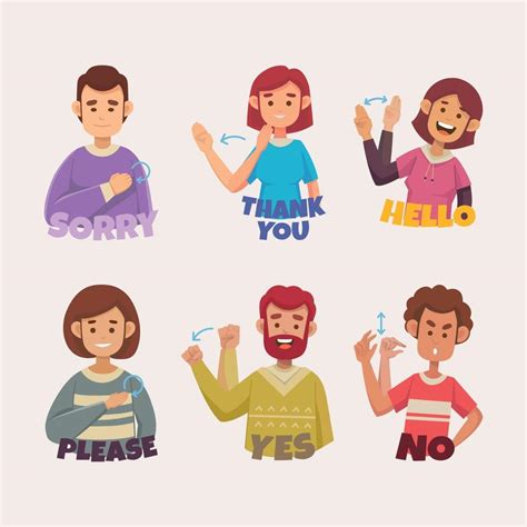 Set of Sign Language People 3216979 Vector Art at Vecteezy