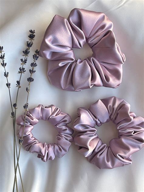 Satin Purple Hair Scrunchies Lavender Bridesmaid Proposal Etsy Diy Hair Accessories Diy