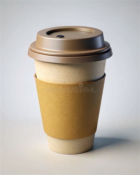 Hot Brown Paper Cup Graphic With White Curves And Armband Vector Mockup Light Brown Border Stock
